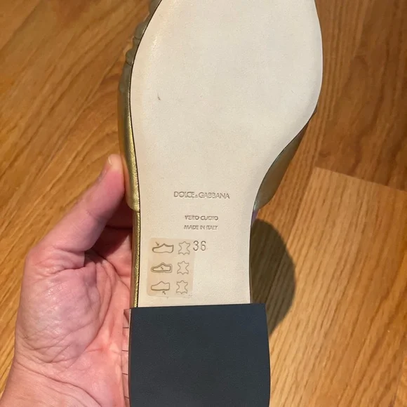 Dolce & Gabbana metallic gold with blue and red flower slides /sandals 36 - Picture 10 of 12